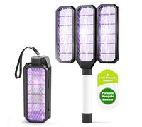2 in1 Lampe Anti Moustique, Rechargeable par USB Pliable Portable Raquette Anti Mouche,Lampe Anti-moustiques de Bureau Suspendu Convient à Une Utilisation intérieure et extérieure (Black)