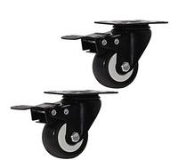 2-inch PU Casters with Brake Mute Industrial Trolley Flat Wheels Industrial Hardware 2Pcs Casters
