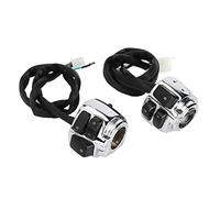 2 interrupteurs de commande pour guidon de moto, interrupteur de commande des feux de route et de croisement avec faisceau de câbles, klaxon gauche, feux de route et de croisement, (Argent)