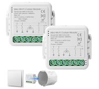 2 interrupteurs intelligents pour volets roulants WiFi WiFi, interrupteur intelligent encastré, module de volet roulant avec réglage de la durée pour rideaux et auvents, compatible avec Google Home