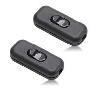 2 Interrupteurs Noirs Bascule, Bi-polaire 6A 250V, Commutateur Inline Pratique Sécurisé pour Petit Appareil, Lampe de Bureau et Chevet