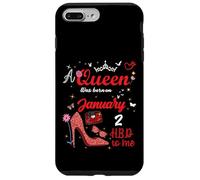 2 Janvier Anniversaire This Queen Was Born on Janvier 2nd Coque pour iPhone 7 Plus/8 Plus