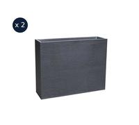 2 Jardinières rectangulaire Graphit - 99,5 x 29,5 x 78,5 cm - 63 L - Gris anthracite - Eda