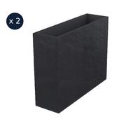 2 Jardinières Rectangulaire Volcania Effet Pierre 63 L Anthracite - Eda