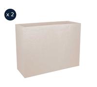 2 Jardinières rectangulaire Volcania effet pierre 63 L - Beige calcaire - Eda