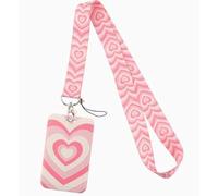 2 Jeux De Cartes, Jeux D'Identité Rétractables, Motif d'amour Rose, Boîte De Rangement De Cartes, Dispositif Anti-Perte De Crochet, Adapté Au Bureau Et Aux Voyages.