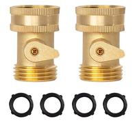 2 jeux de vannes d'arrêt pour tuyau d'arrosage, 3/4 pouces, en laiton massif, avec 4 rondelles en caoutchouc, boule de jardin pour fournitures connexion cour