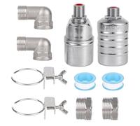 2 Jeux Flotteurs pour Eau, 1/2" à 3/4" Automatique Valve Contrôle Niveau d'Eau Acier Inoxydable Régulateur d'Arrêt Ligne d'Eau pour Aquarium Abreuvoir Piscine Citerne & Aquarium