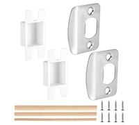 2 Jeux Gâches de Porte, Standard Restaurateur de Loquet de Porte avec Boîte à Poussière Gâches pour Portes Intérieures Sécurité Plaque de Verrouillage Réparation Kit avec Vis et Chevilles