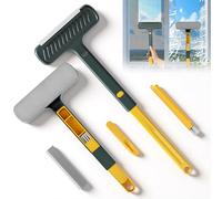 2 Jeux Raclette Vitre 3 en 1 Raclette Douche Nettoyeur Vitre Extensible (29/40cm) pour Le Miroir Douche Les Vitres Les et Poils d'animaux etc Sèche et Humide Double Usage Brosse à Fentes/Petite Pelle