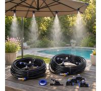 2 Kits de Brumisateur Extérieur, 20M, pour Terrasse, Patio, Parasol ou Serre, 23 Buses, sans Électricité