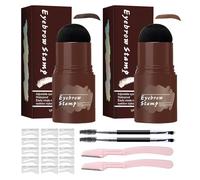 2 Kits Poudre Sourcils Kit De Tampons Et Gabarits À Sourcils Réutilisable Résistant À L'eau Longue Tenue Anti-Traces Multifonctionnel Marron Foncé Marron Clair Avec 20 Pochoir 2 Pinceaux Et Rasoir