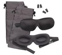 2 kits sommeil avec masques occultant, bouchons d'oreilles et sacs de rangement noir G