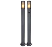 2 lampadaires d'extérieur à LED avec détecteur de mouvement, anthracite et acier inoxydable, H 110 cm