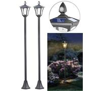 2 lampadaires solaires à LED, capteur PIR et crépusculaire, 300 lm, 160 cm [Royal Gardineer]