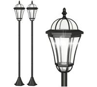 2 lampadaires sur pied solaires d'extérieur jardin avec 2 lampes LED blanc 3500K IP44 Ø18,5 x 129H cm noir | Aosom France