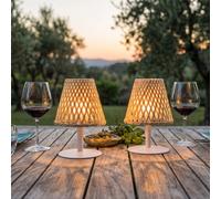 Lot de 2 lampes de table sans fil beige ibiza