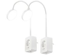 2 lampes à col de cygne avec prise secteur et ports USB - Blanc [Lunartec]