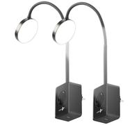 2 lampes à col de cygne avec prise secteur et ports USB - Noir [Lunartec]