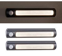 Veilleuses Luminea : 2 lampes de placard sans fil à LED avec détecteur - 25 lm - Noir
