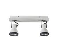 2 Lampes de Plafond Montées sur Cadre Rectangulaire Façon Spot Métal Blanc et No [EEK: A]