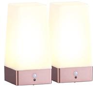 2 lampes de table carrées avec capteur de mouvement PIR - Avec batterie [Lunartec]