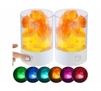 2 lampes de table LED RVB avec cristaux de sel naturels Lunartec