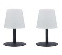 Lumisky Lot de 2 Lampe de table sans fil pied en acier gris LED blanc chaud/blanc dimmable STANDY MINI Rock H25cm