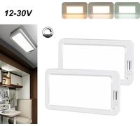 2 lampes pour camping-car 12V-30V à intensité variable, lampe de caravane plafonnier lampe de lecture 3 couleurs de lumière 96 LEDs, éclairage intérieur pour camping-car RV bateau yacht