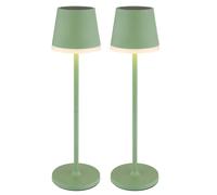 2x Lampe Solaire LED Table Extérieure Globo Argent Batterie, H 41 cm