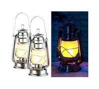 : 2 lampes tempêtes effet flamme, hauteur 25 cm - Coloris argent