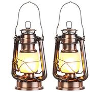 2 Lampes tempêtes Effet Flamme, Hauteur 25 cm - Coloris Bronze [Lunartec]