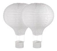 2 lampions en papier Montgolfière à chassis métallique Ø 30 x 40 cm - Rayher Blanc G