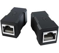 2 LAN Couplers ¿ Ethernet Adapters & Network Connectors (Two RJ45 Sockets, Allows You to Simply Connect and Extend Patch Cables, Cat 7 for Up to 10 Gbps, Black)