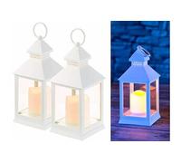 2 lanterne LED à piles effet flamme vacillante - Blanc [Lunartec]