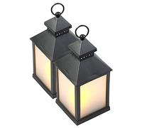 : 2 lanternes à LED effet flamme avec minuteur - Noir