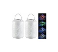 Lunartec 2 lanternes solaires décoratives RVBB avec boîtier en métal