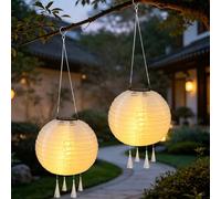 2 Lanternes Solaires Extérieur 25 cm - Lumière LED Blanc Chaud, Imperméable