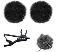 2 Lavalier Bonnette De Microphone,Microphone Furry Furry Pare-Brise,Muff Windscreen,Bonnette Anti-Vent De Luxe Pour Toutes Les Cravates Compactes Avec Cravate De Microphone,Gris + Noir