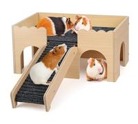 2-Layer Pet Animal Hideouts Habitat, Gerbil House - Wood Mice Habitat with Climbing Ladder, for Exercise Activity Hedgehog Guinea Bunny Pet (B)