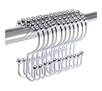 2 Lb. Depot Crochets pour Anneaux de Rideau de Douche - Acier Inoxydable 18/8 de qualité supérieure - Crochets Doubles avec Rouleaux Easy Glide - Six Finitions Disponibles - Lot de 12