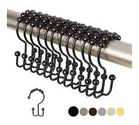 2 Lb. Depot Lot de 12 Crochets Doubles pour Rideau de Douche (Finition décorative Noire Mate) en Acier Inoxydable résistant à la Rouille de qualité supérieure