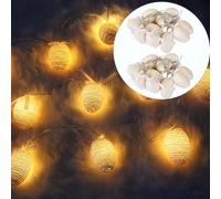 2 LED Guirlande Lumineuse de Pâques con 20 Oeufs de Pâques Lumineux à LED, Chaîne de Lumières de Pâques Lumières de Fenêtre de Pâques Lapin pour Décoration du Printemps de Pâques (blanc chaud)