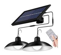 2 LED Lampe Solaire Interieur Extérieur, Lampes Solaire Suspendues avec Télécommande, Chaud, 3 Luminosité, Lampes Solaires, Lampe LED Extérieure à Suspendre pour Jardin Pergola Garage Balcon Terrasse
