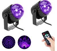 2 LED UV Lumière de discothèque Lumière noire, boule à facettes Télécommande 7 modes pivotant USB,Lumière de scène Commande vocale Bar Bal Célébration Spectacle