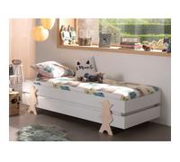 2 Lits Modulo Smiley Blanc Empilables 90x200 L 203,6 X Lg 93,8 X H 27,5 Cm