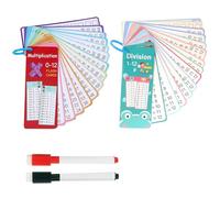 2 Livres Cartes D'apprentissage, 30 Carte Flash De Multiplication Mathématique avec 2 Marqueurs Effaçables Cartes de Multiplication et Division Jeu éducatif Amusant Aide au Calcul élève du Primaire