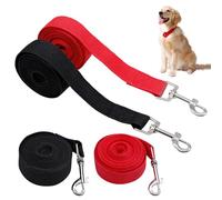 2 Longe pour Chien 3M, Lot de 2 Laisse Chien en Nylon pour Dressage et Promenade, avec Mousqueton Métallique, Convient aux Chiens Petits à Moyens, Noir Rouge