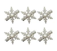 2. Lot de 6 épingles à cheveux scintillantes en forme de flocon de neige, strass et perles, bijoux de cheveux pour adolescentes et femmes, cadeau délicat
