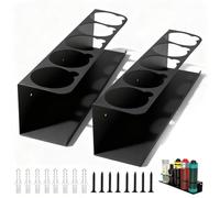 2 Lot Support de Bombe Aérosol 5 Trous, Porte-Bombes Noire pour Atelier Garage, Rangement Murale avec Tube d’Extension, Organiseur pour Spray Peinture Nettoyant